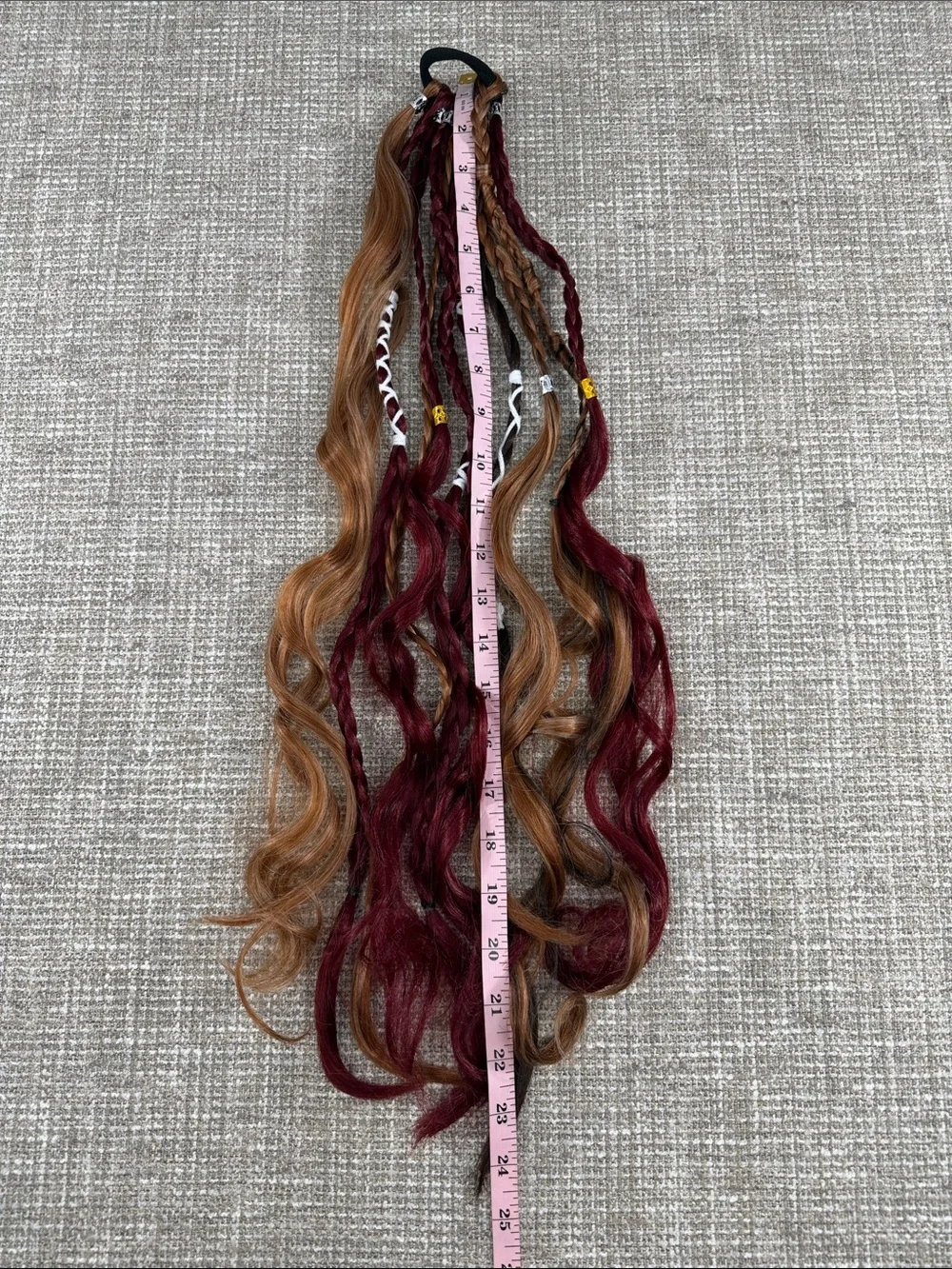 Boho Braided Clip-In Hair Extensions - Burgundy & Light Brown